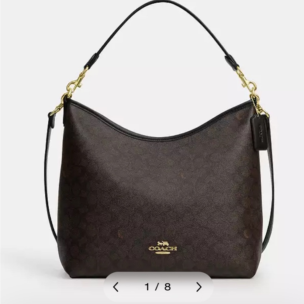Coach Laurel Large Walnut/Black Coated Canvas